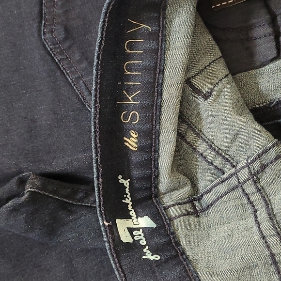 7 For All Mankind The Skinny sequined front dark wash jeans - Picture 6 of 10